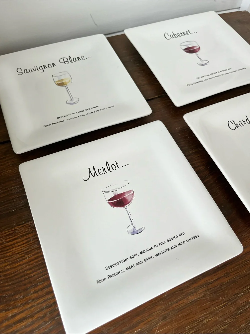 Pottery Barn Wine Guide Appetizer Plates (4)